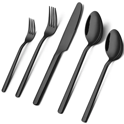 Kingstone Black Silverware Set for Four