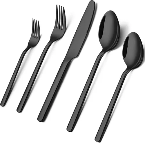 Kingstone Black Silverware Set for Six