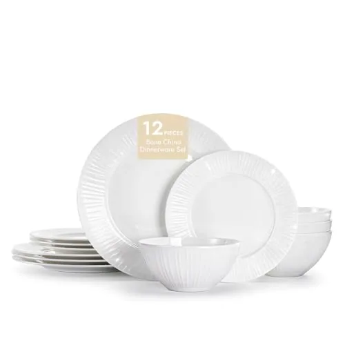 Kingstone Textured White China for Four